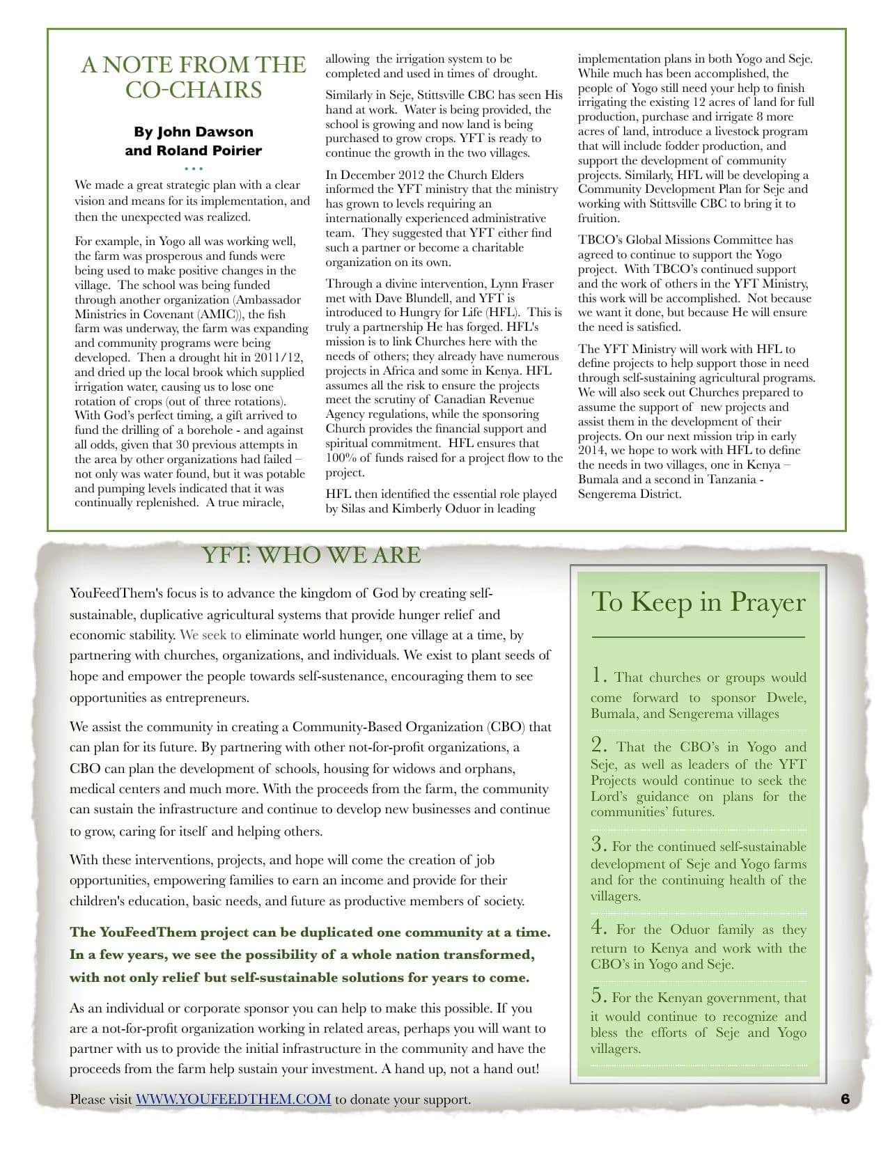 Fall 2013 Newsletter, page 6 of 6
