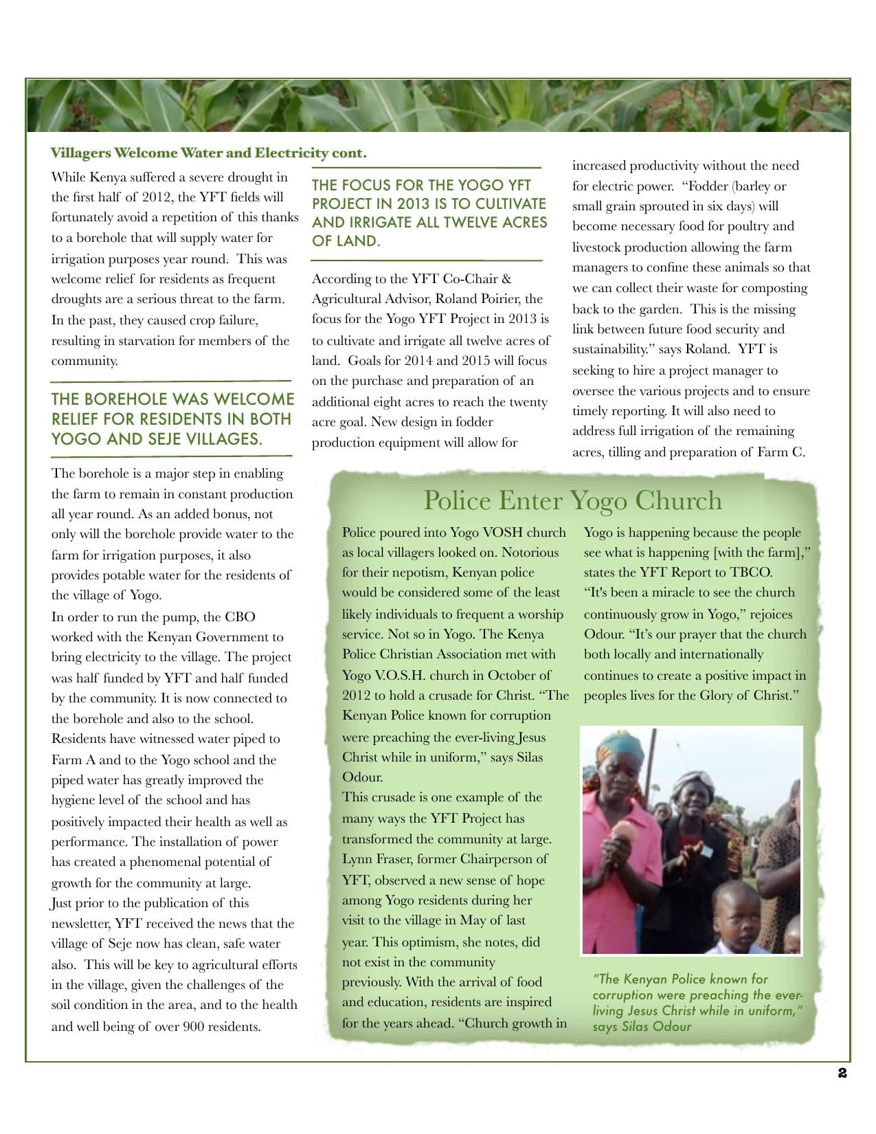 Spring 2013 Newsletter, page 2 of 6