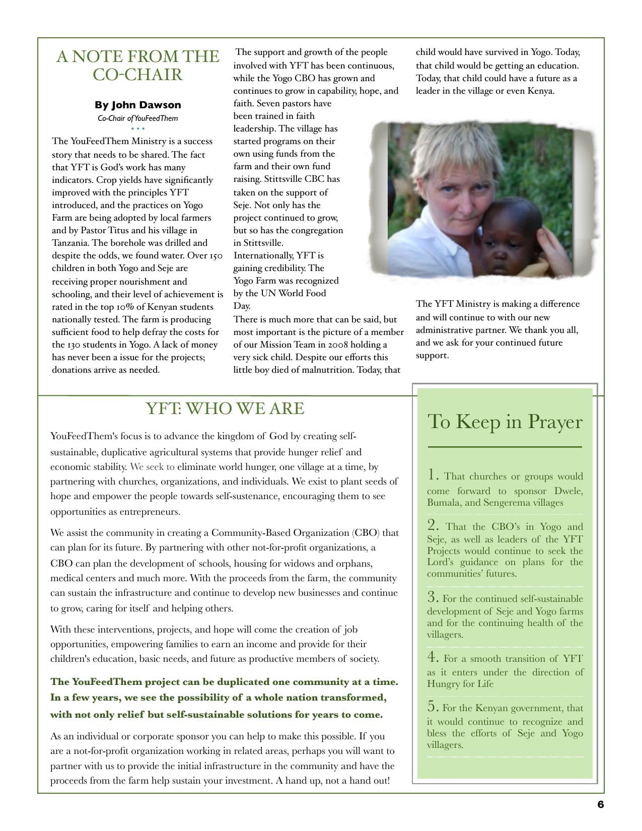 Spring 2013 Newsletter, page 6 of 6