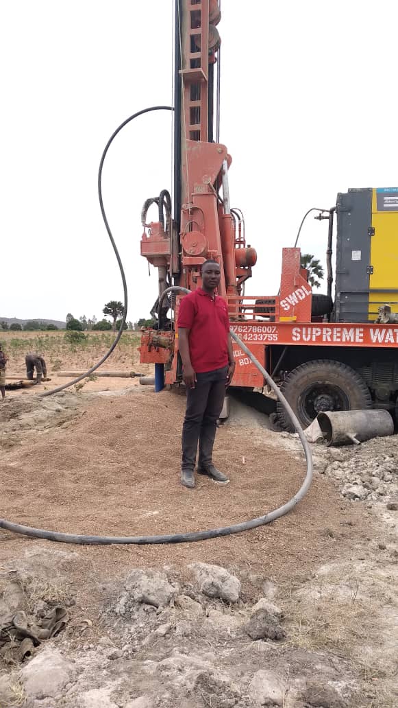A water drilling site at Mwalwigi, Tanzania
