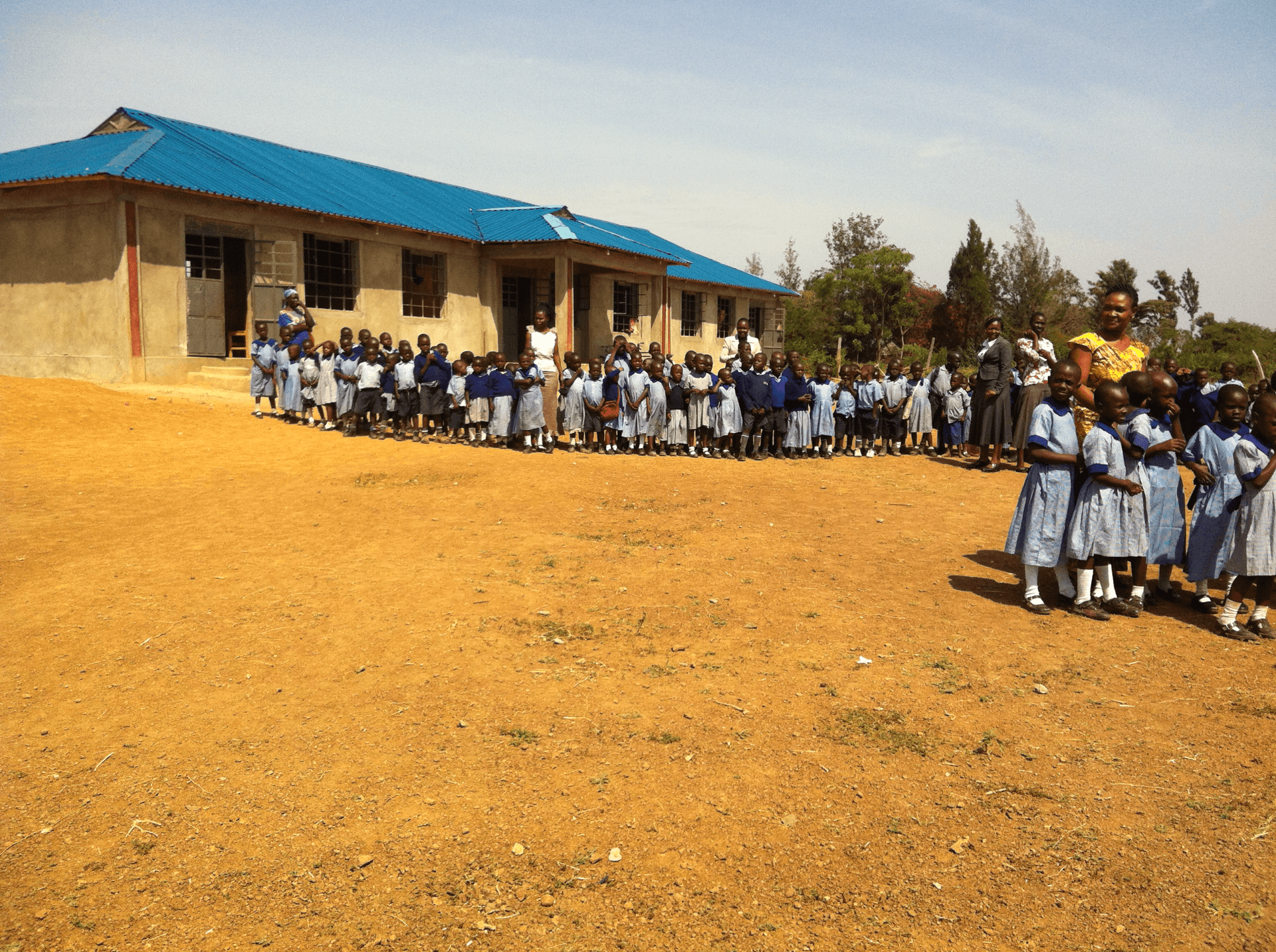 Seje Glory Centre Academy with students lined up outside